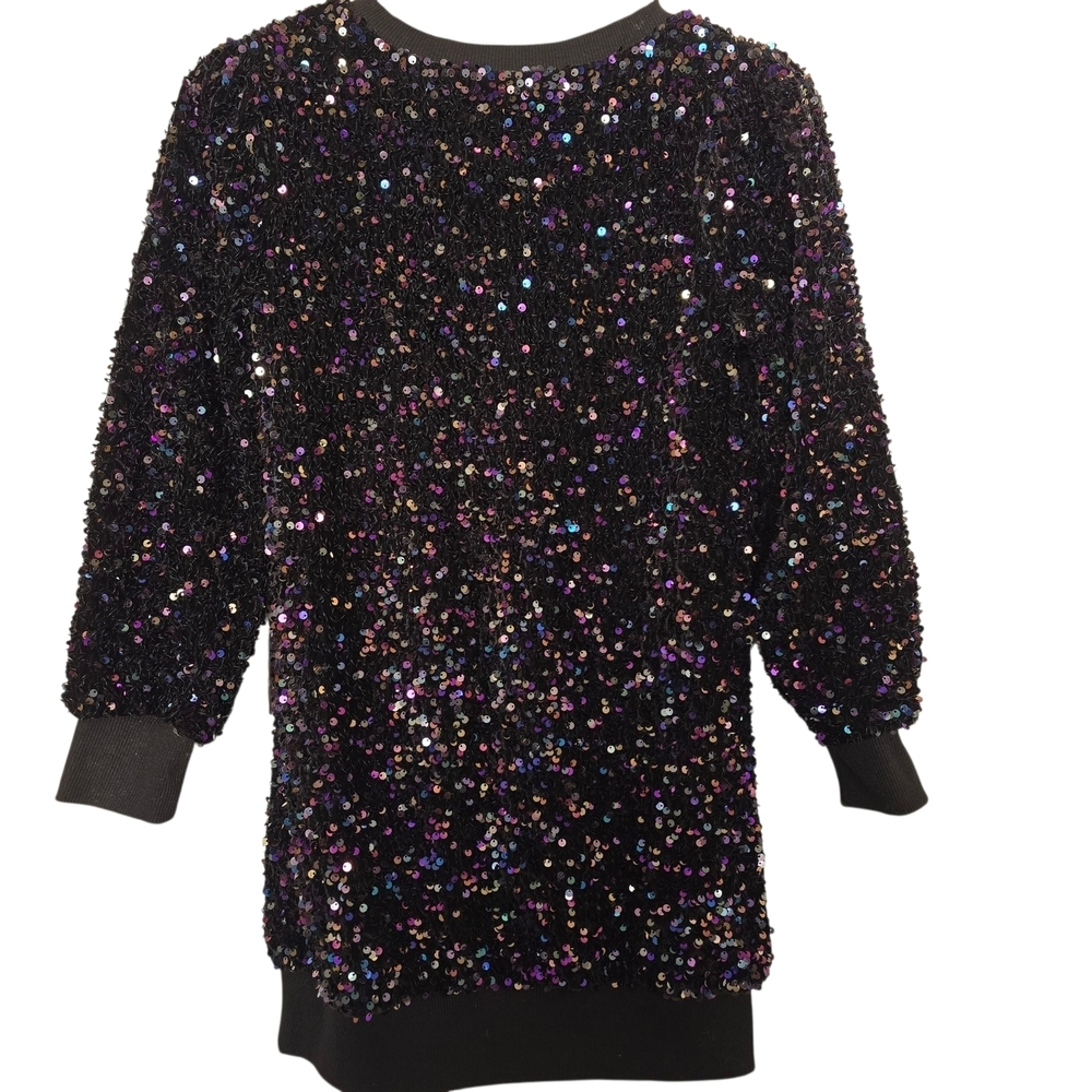 Elegant Black Sequin Kids Dress - Picture 2 of 2